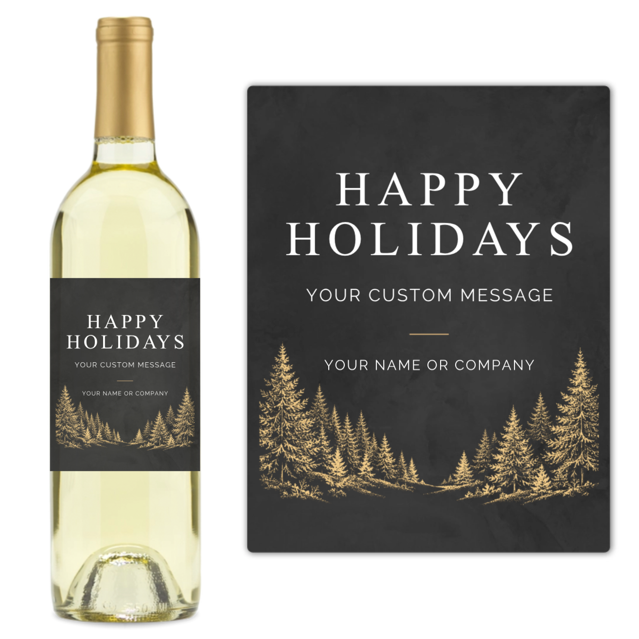 Golden Pines Happy Holidays - Custom Label Wine