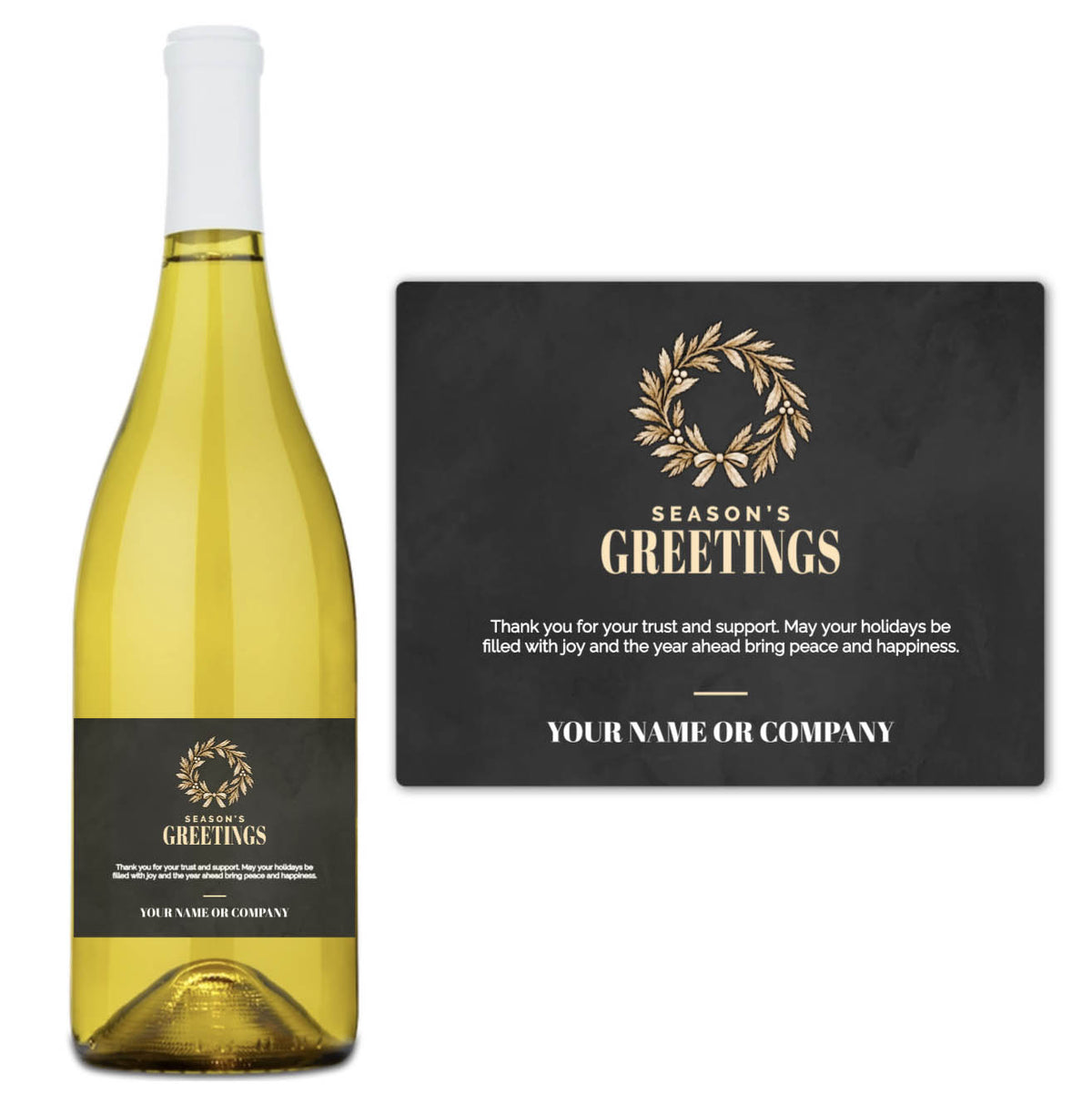 Gold Wreath Season's Greetings - Custom Label Wine