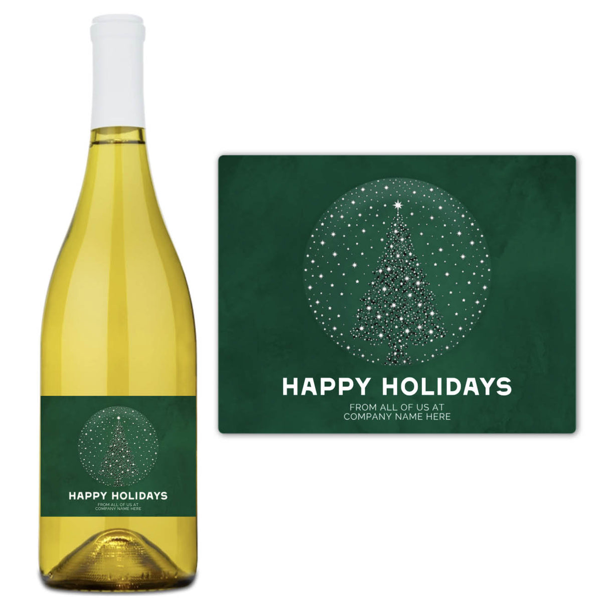 Starlit Tree Happy Holidays - Custom Label Wine