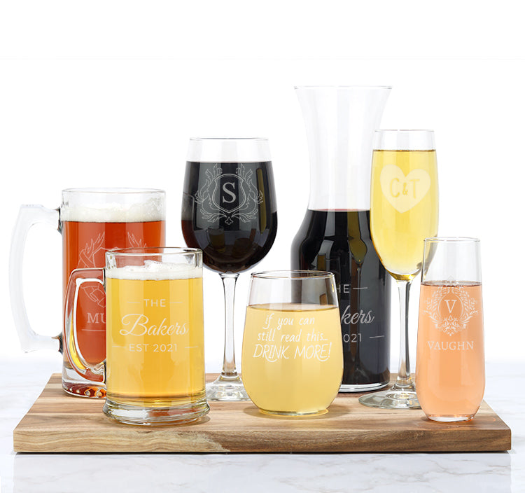 Custom Engraved Stemless Wine Glass
