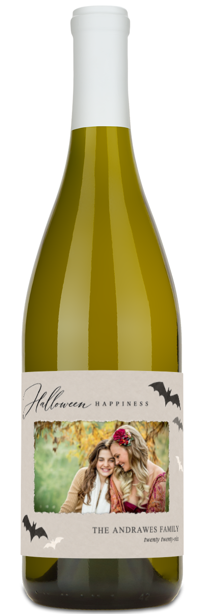 Halloween Happiness Photo Label - Personalized Halloween Wine