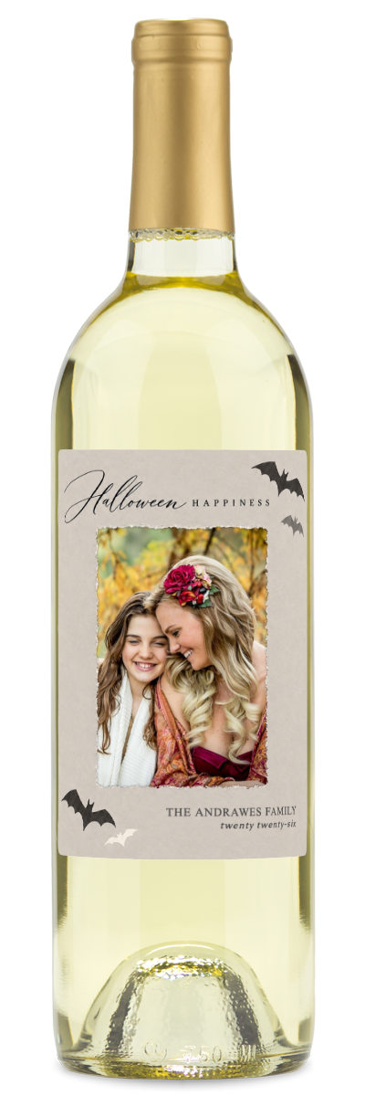 Halloween Happiness Photo Label - Personalized Halloween Wine