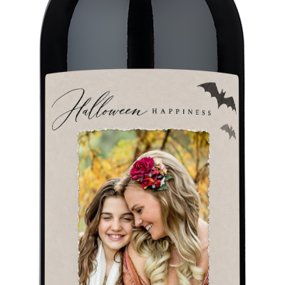 Halloween Happiness Photo Label - Personalized Halloween Wine