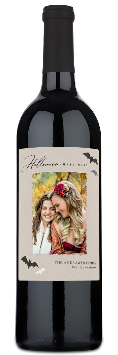 Halloween Happiness Photo Label - Personalized Halloween Wine