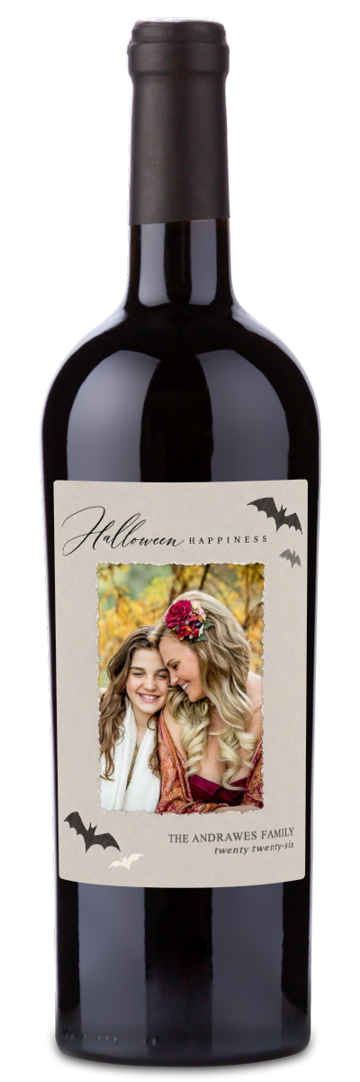 Halloween Happiness Photo Label - Personalized Halloween Wine