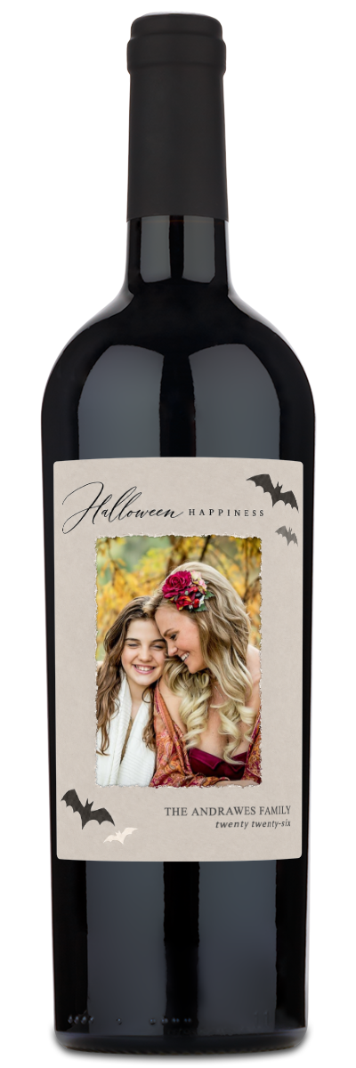 Halloween Happiness Photo Label - Personalized Halloween Wine