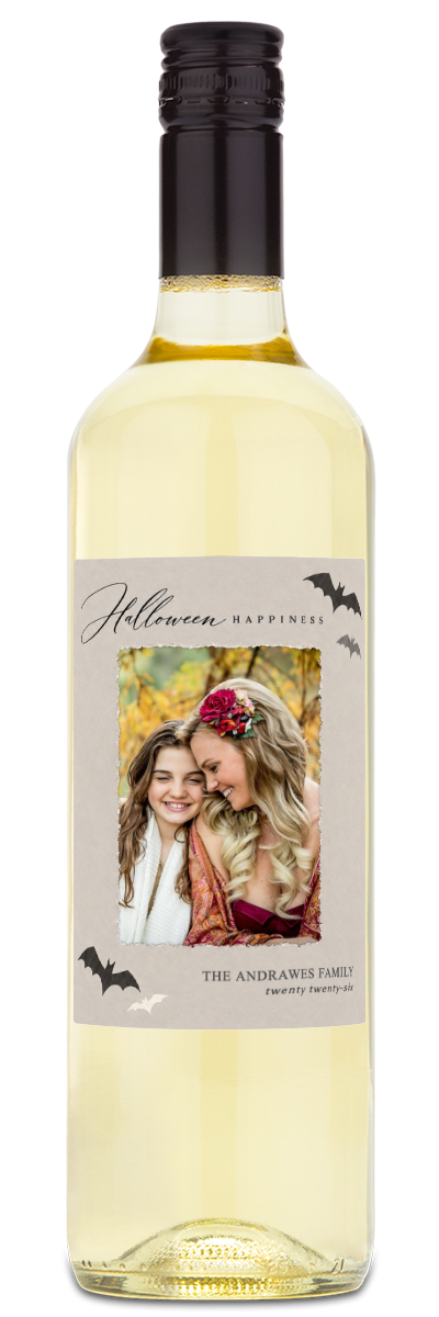 Halloween Happiness Photo Label - Personalized Halloween Wine