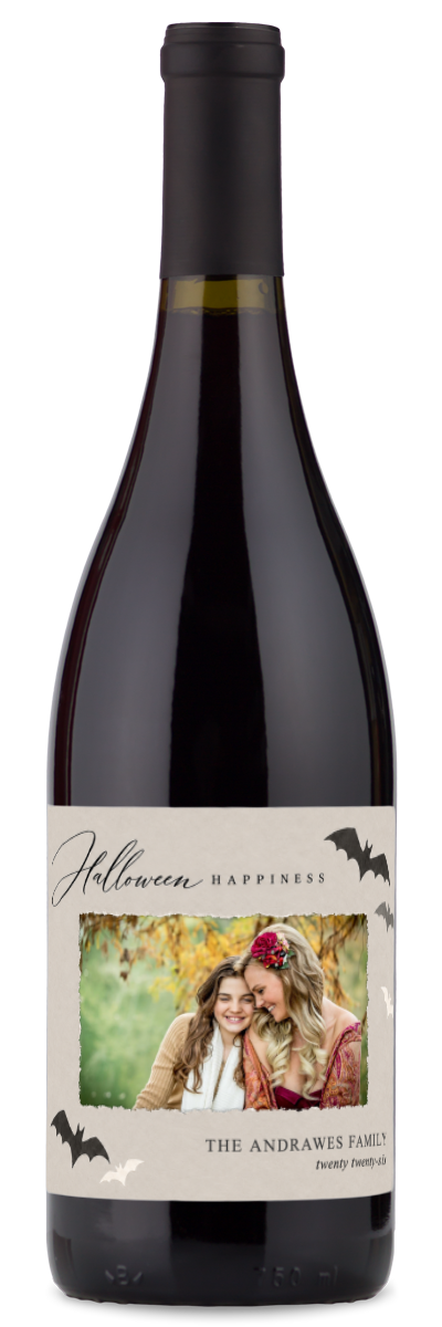 Halloween Happiness Photo Label - Personalized Halloween Wine