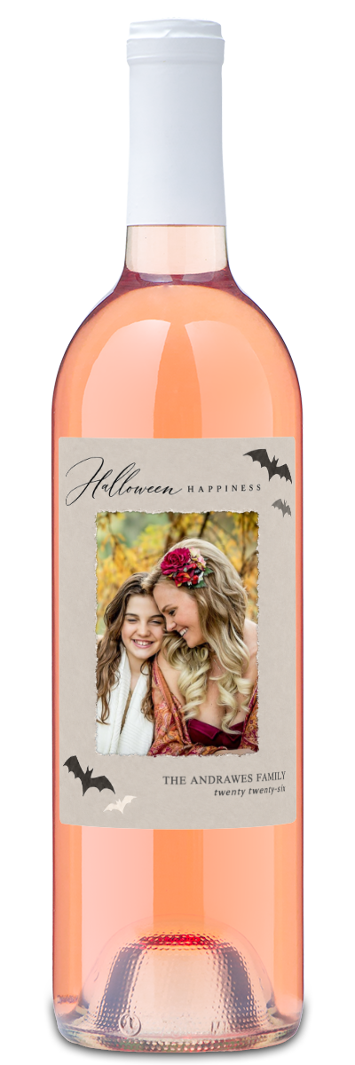 Halloween Happiness Photo Label - Personalized Halloween Wine