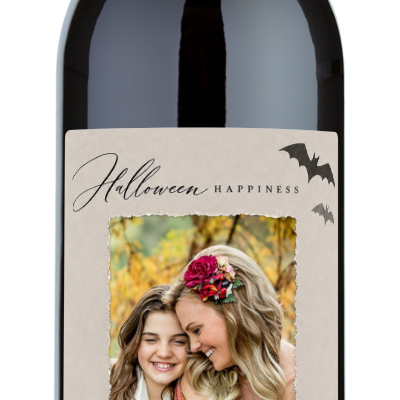Halloween Happiness Photo Label - Personalized Halloween Wine
