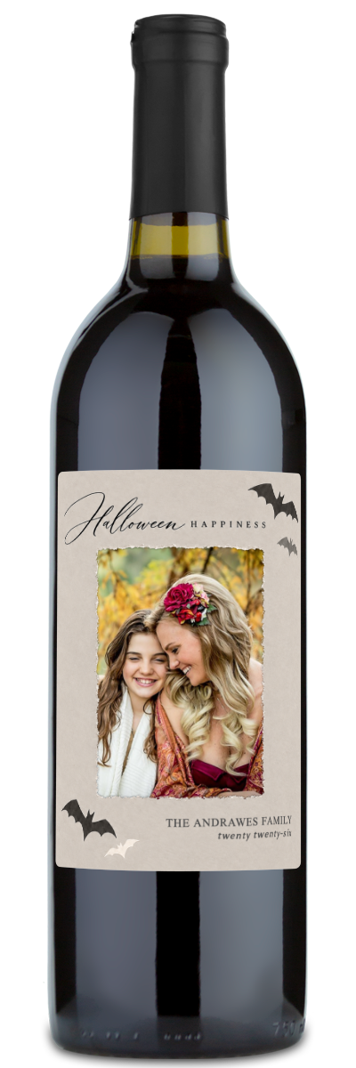 Halloween Happiness Photo Label - Personalized Halloween Wine