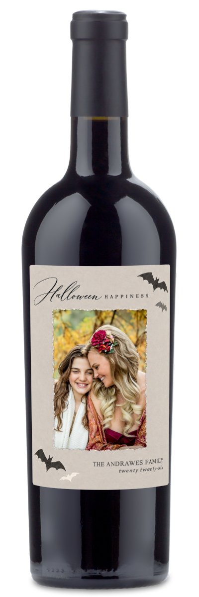 Halloween Happiness Photo Label - Personalized Halloween Wine