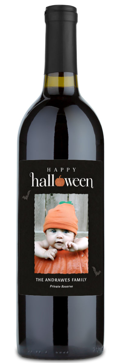 Happy Halloween Photo Label - Personalized Halloween Wine