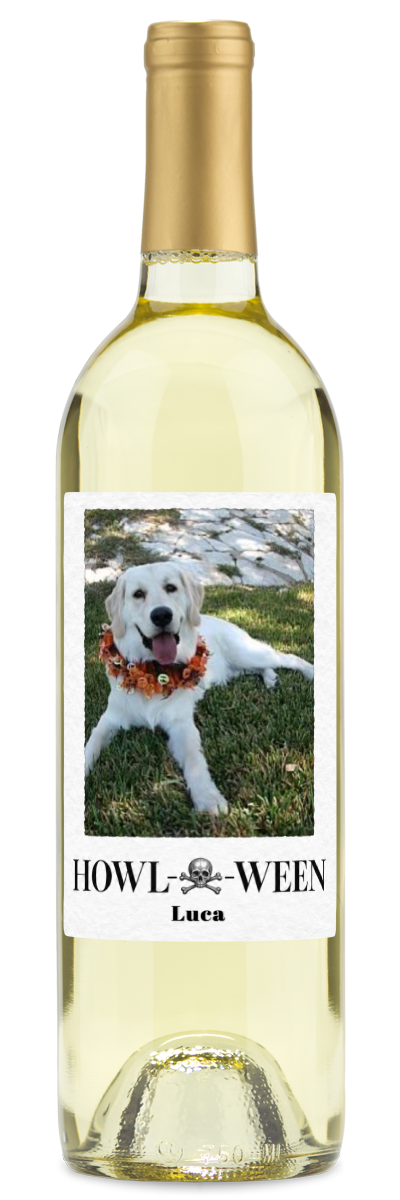 Howl-o-ween Pet Photo Label - Personalized Halloween Wine