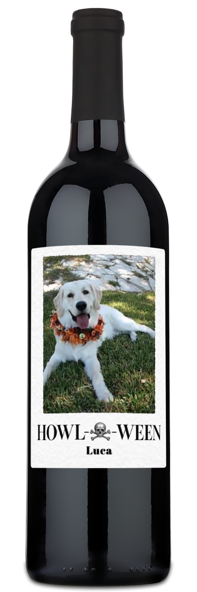 Howl-o-ween Pet Photo Label - Personalized Halloween Wine