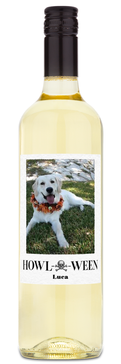 Howl-o-ween Pet Photo Label - Personalized Halloween Wine