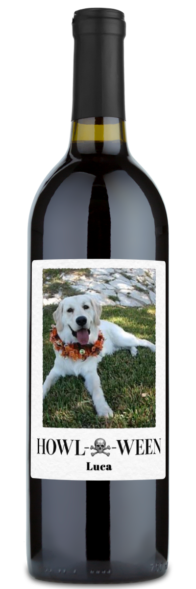 Howl-o-ween Pet Photo Label - Personalized Halloween Wine