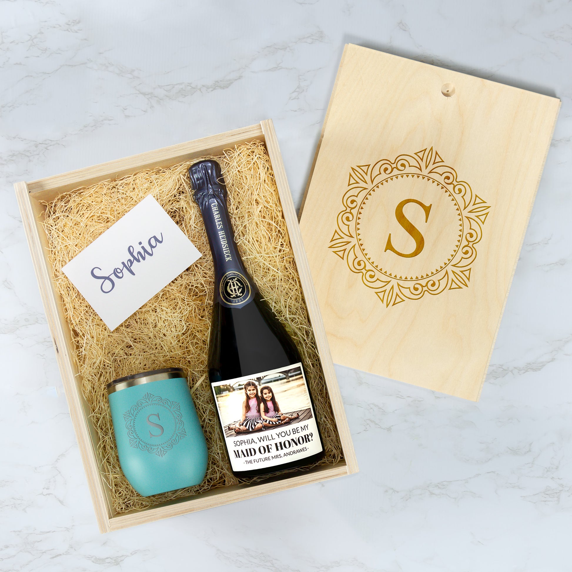 Custom Engraved Double Bottle Wood Wine Box