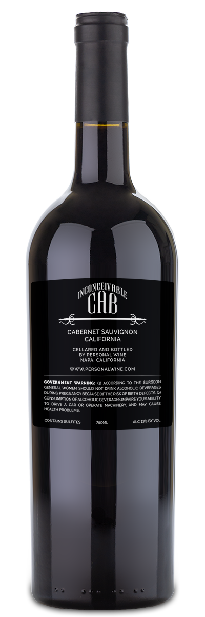 Wine bottle with a black label on a white background