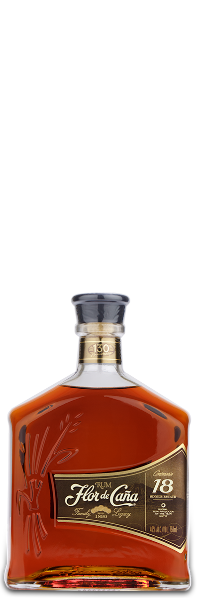 FlordeCana 18 Year Rum bottle with gold label—ideal for a custom engraved liquor gift.