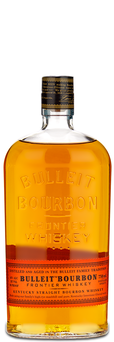 A bottle of Bulleit Bourbon Whiskey—perfect for a custom engraved wine bottle gift.