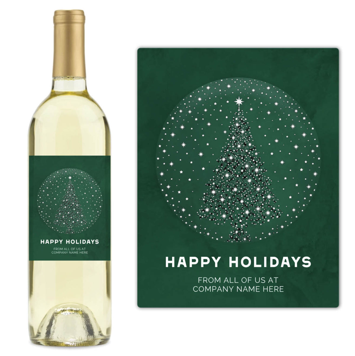 Starlit Tree Happy Holidays - Custom Label Wine