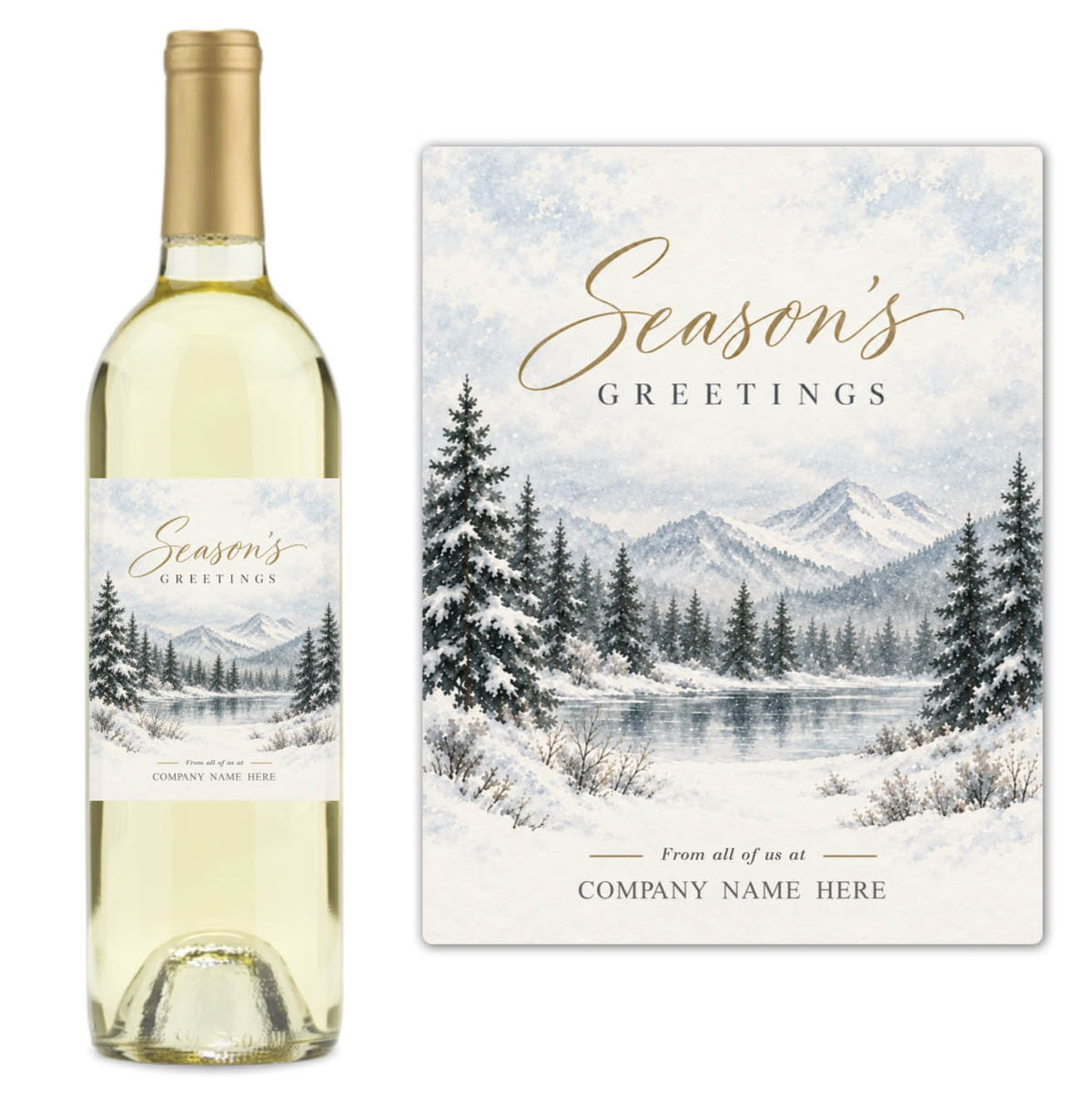 Winter Lake Season's Greetings - Custom Label Wine