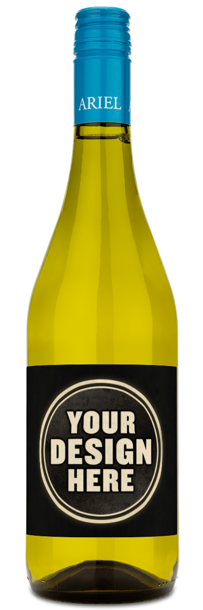 Ariel Non-Alcoholic Chardonnay with a Custom Label Example that says "Your Design Here."