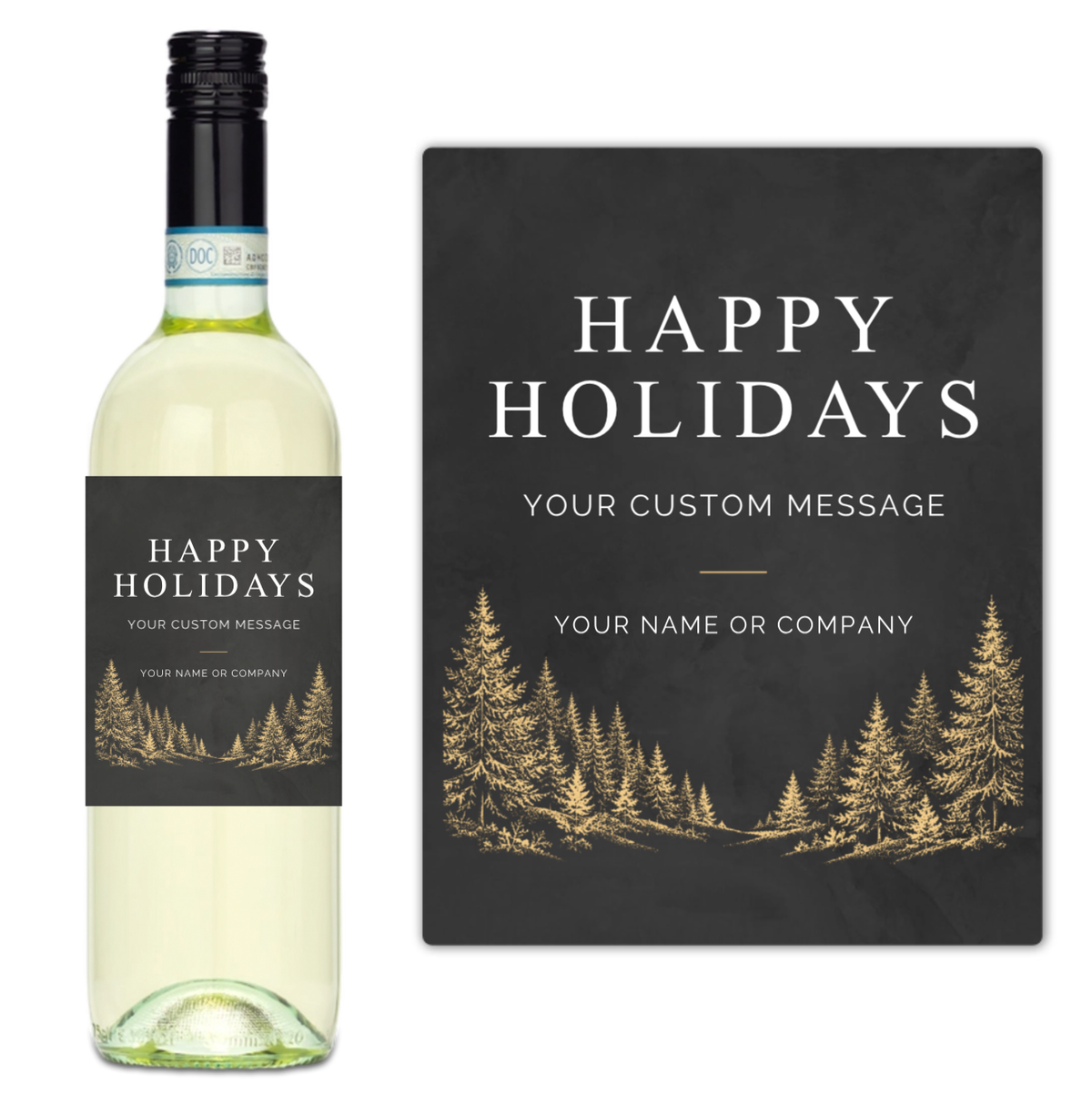 Golden Pines Happy Holidays - Custom Label Wine