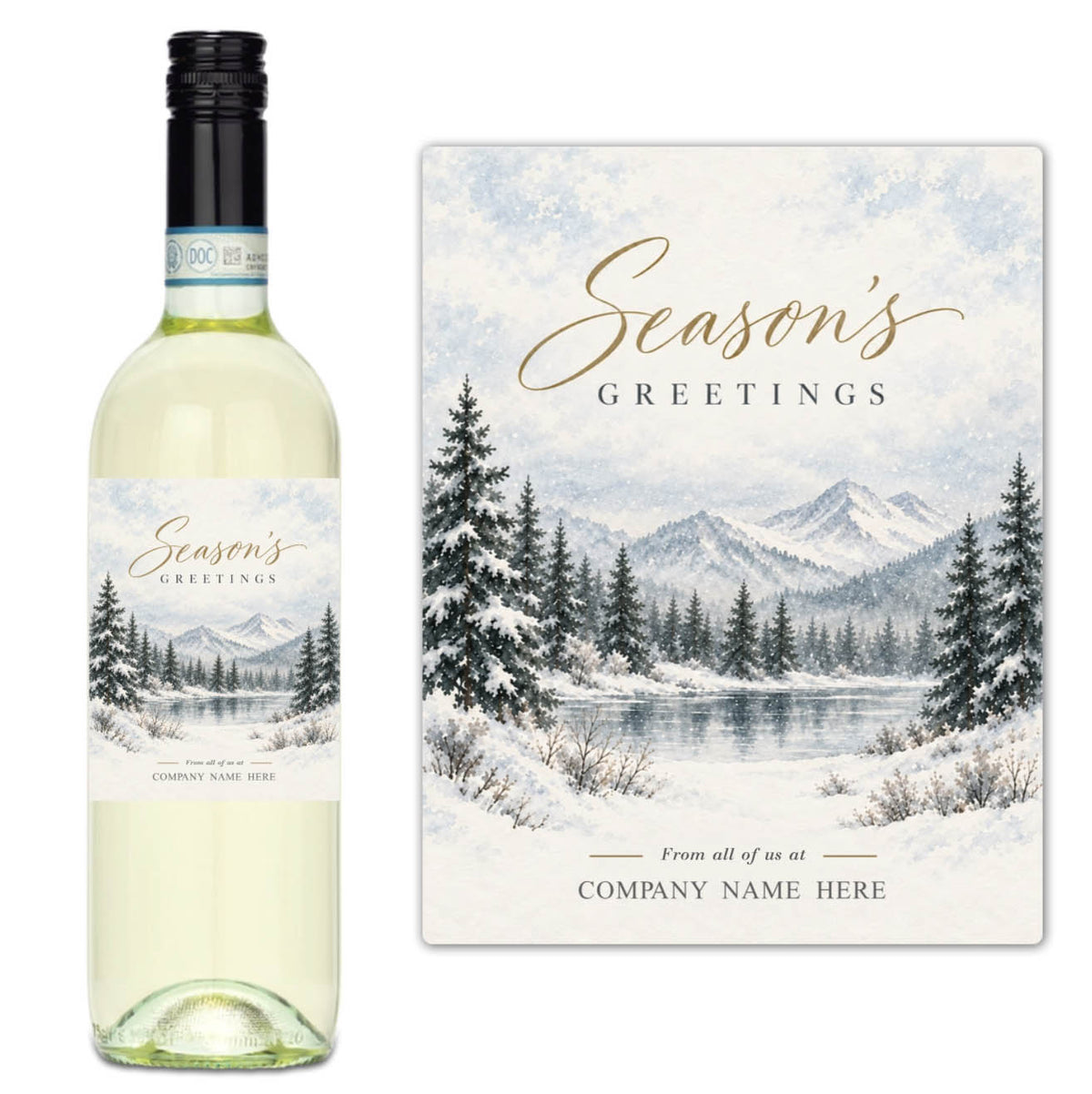 Winter Lake Season's Greetings - Custom Label Wine
