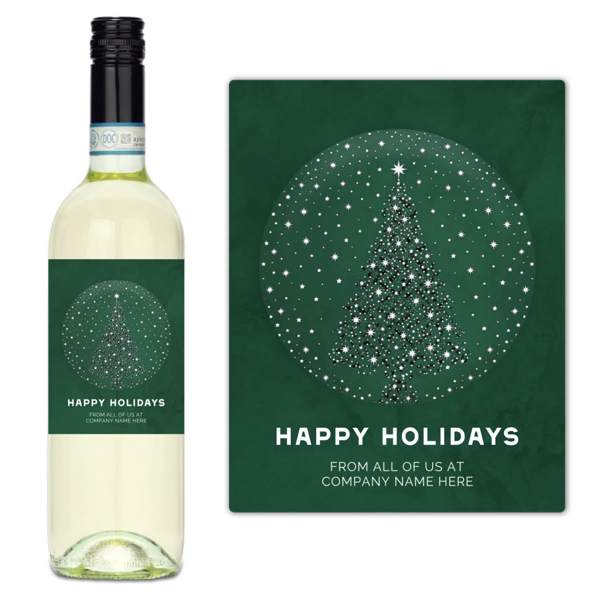 Starlit Tree Happy Holidays - Custom Label Wine