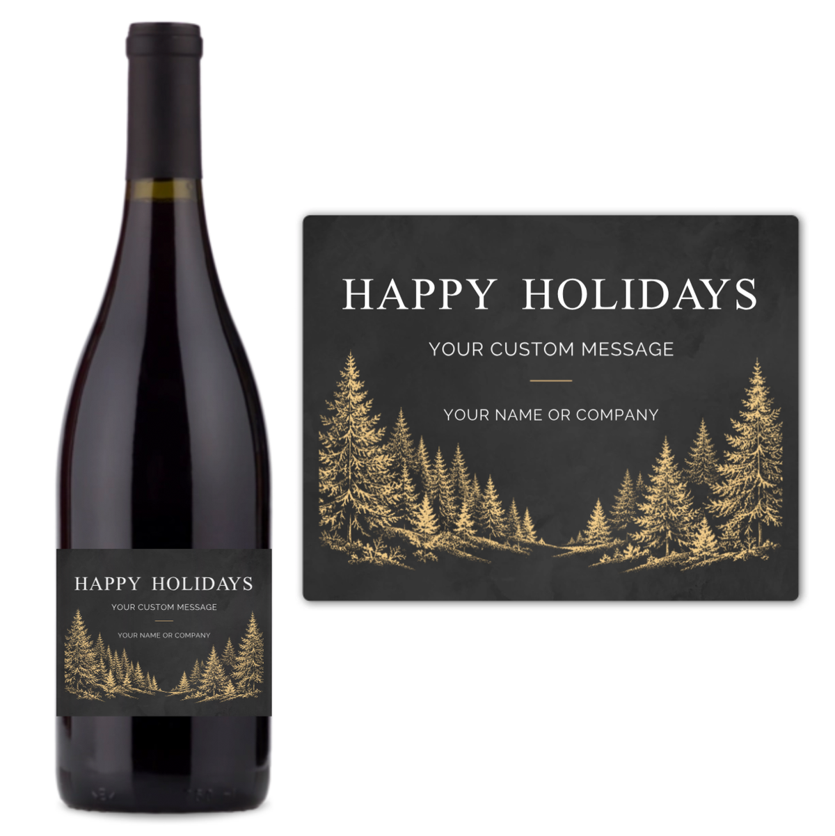 Golden Pines Happy Holidays - Custom Label Wine