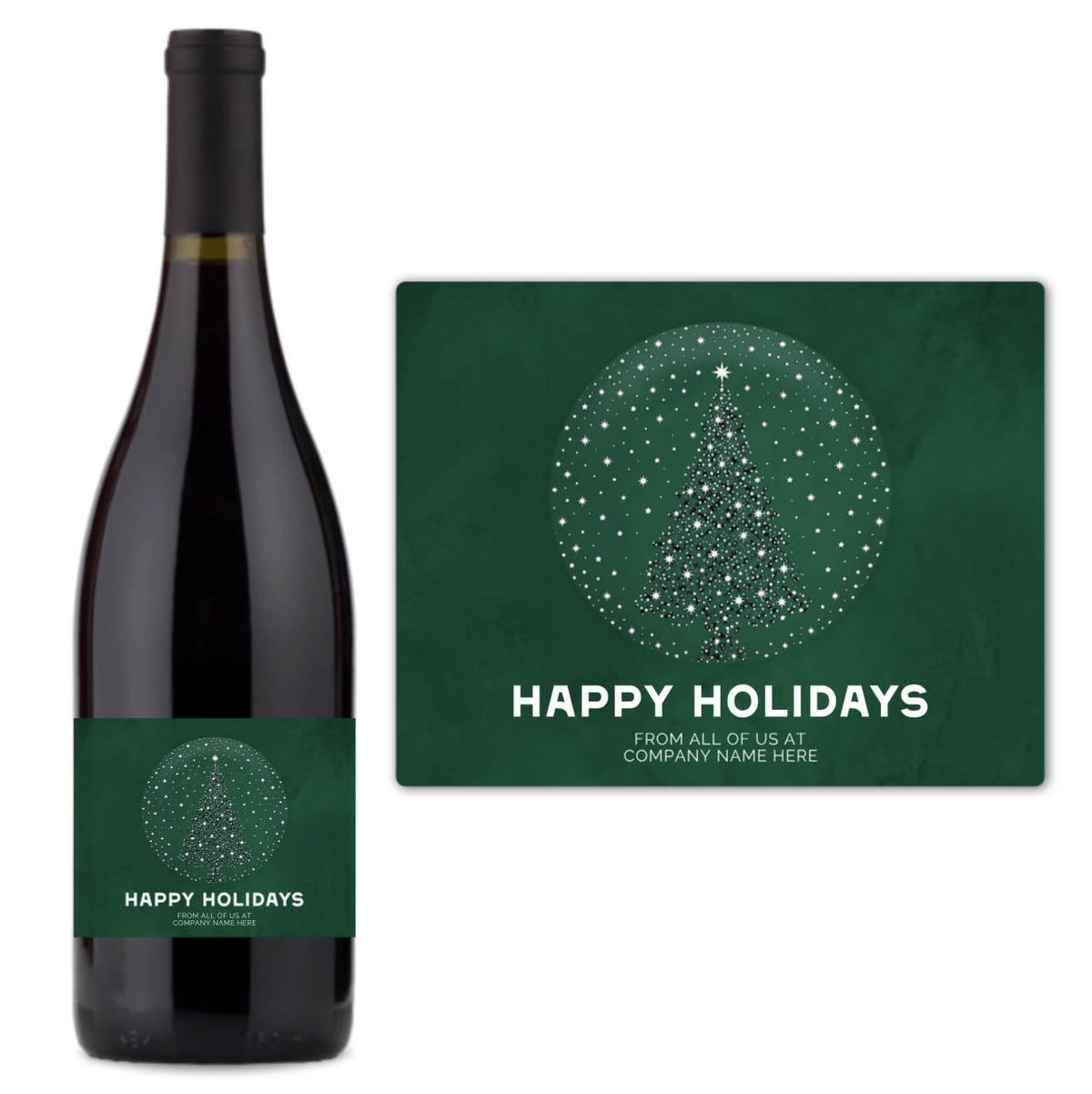 Starlit Tree Happy Holidays - Custom Label Wine