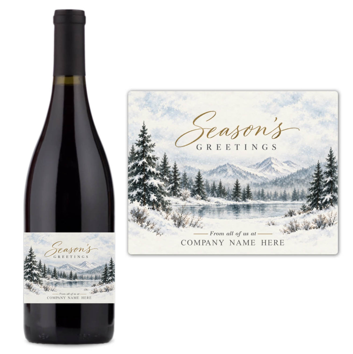 Winter Lake Season's Greetings - Custom Label Wine