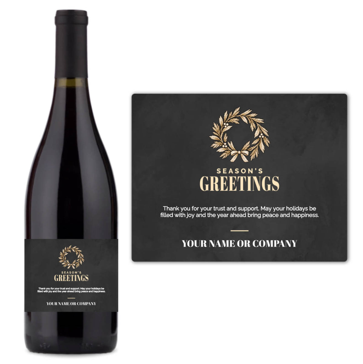Gold Wreath Season's Greetings - Custom Label Wine