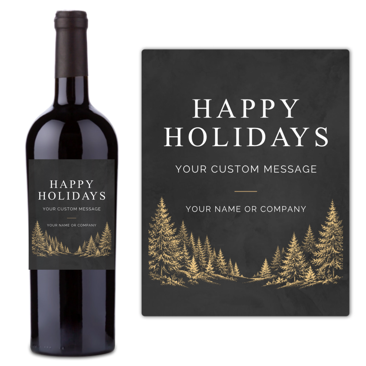 Golden Pines Happy Holidays - Custom Label Wine