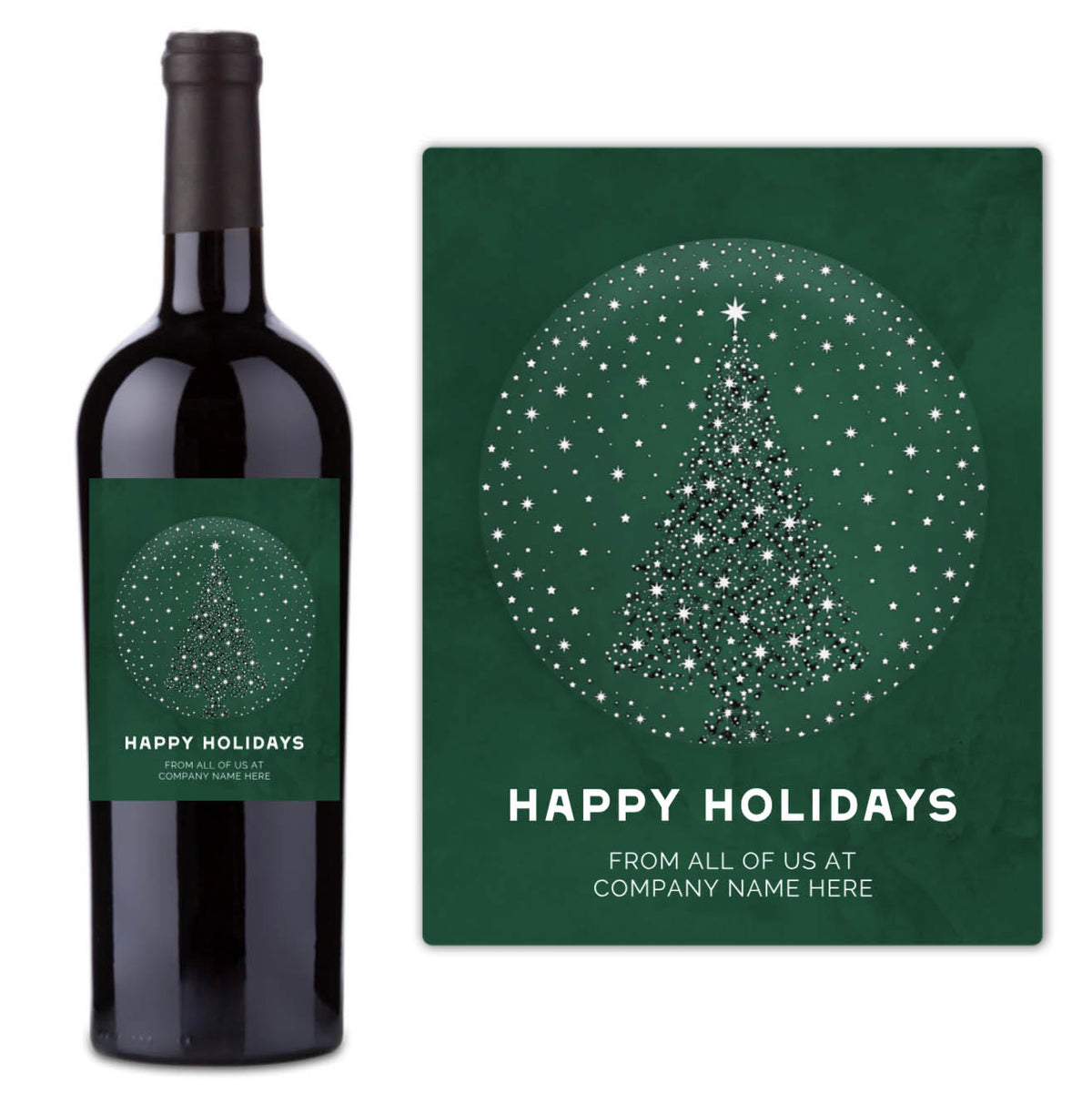 Starlit Tree Happy Holidays - Custom Label Wine