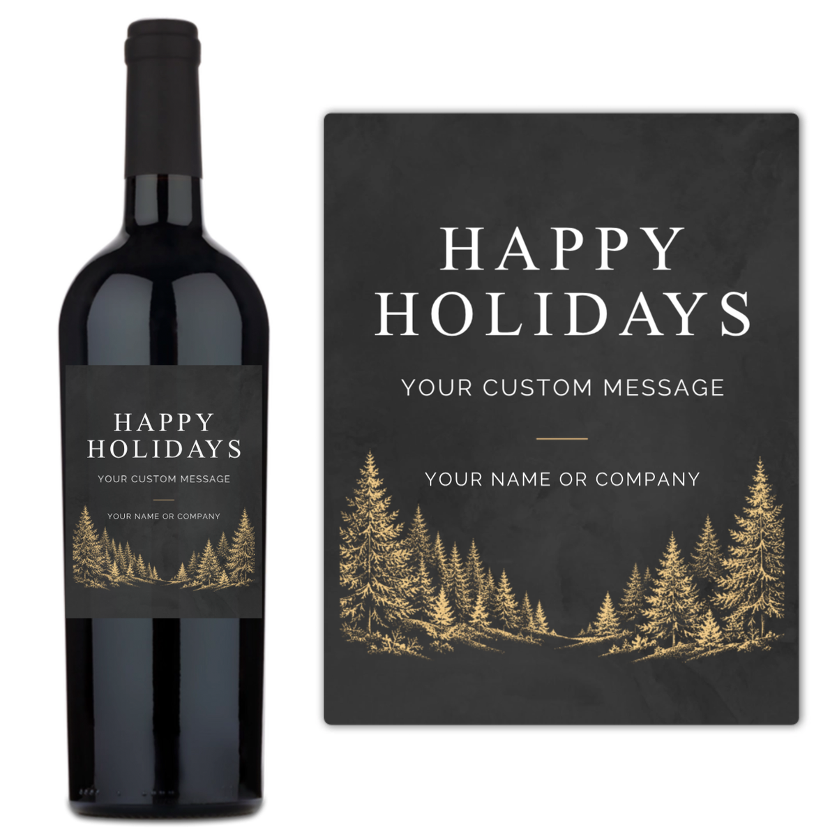 Golden Pines Happy Holidays - Custom Label Wine