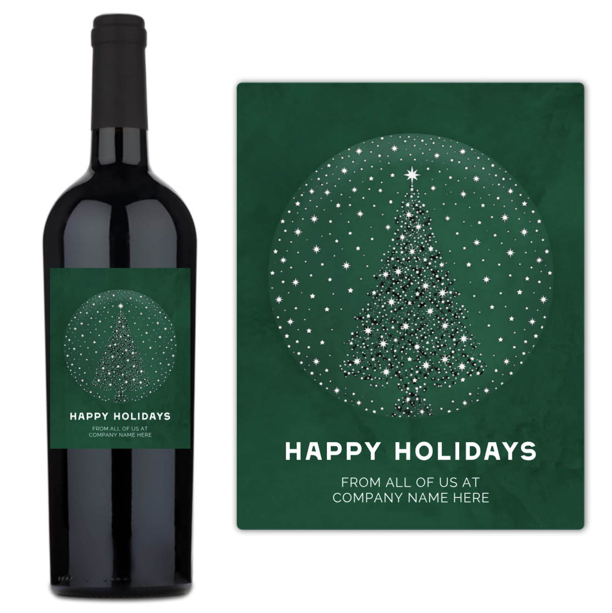 Starlit Tree Happy Holidays - Custom Label Wine