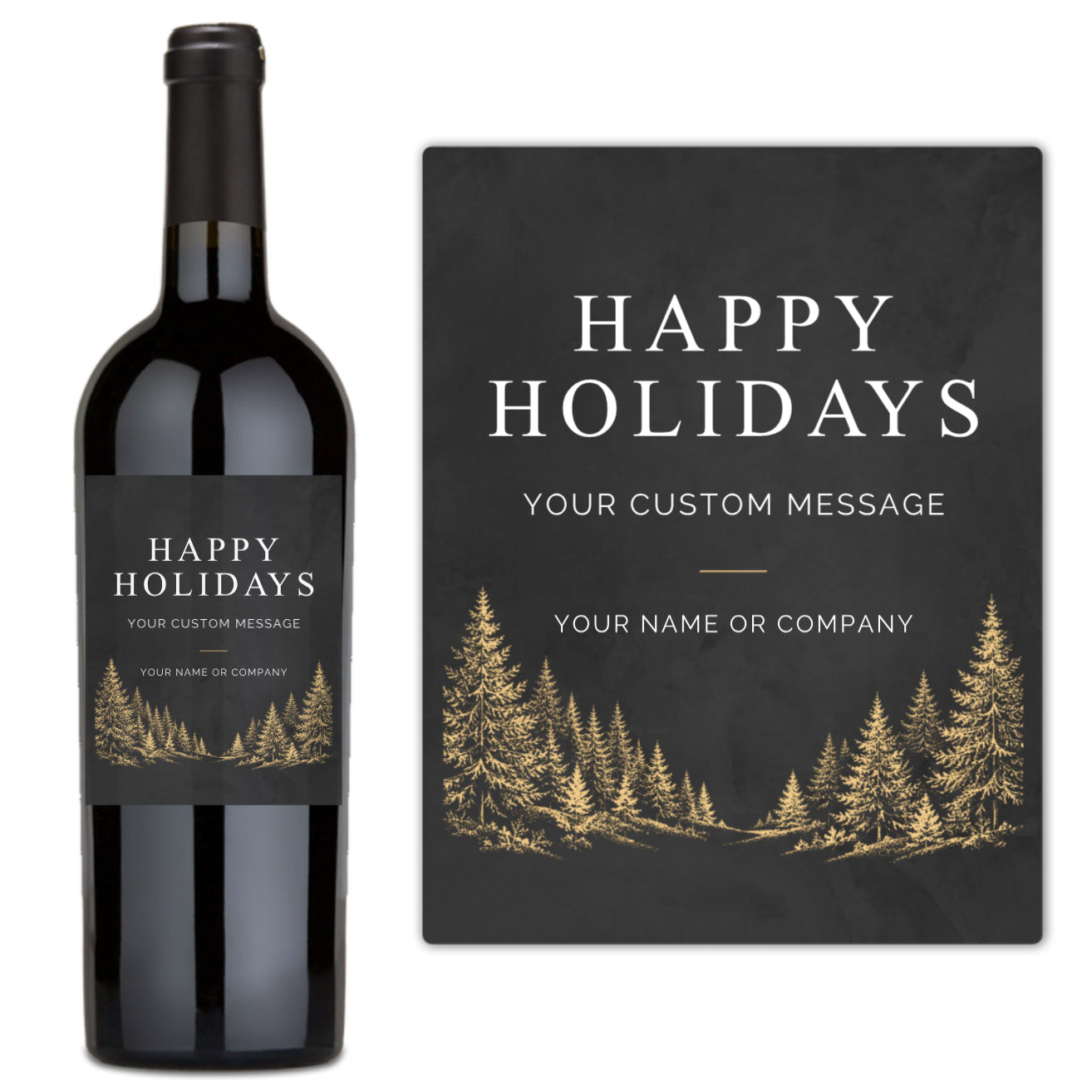 Golden Pines Happy Holidays - Custom Label Wine