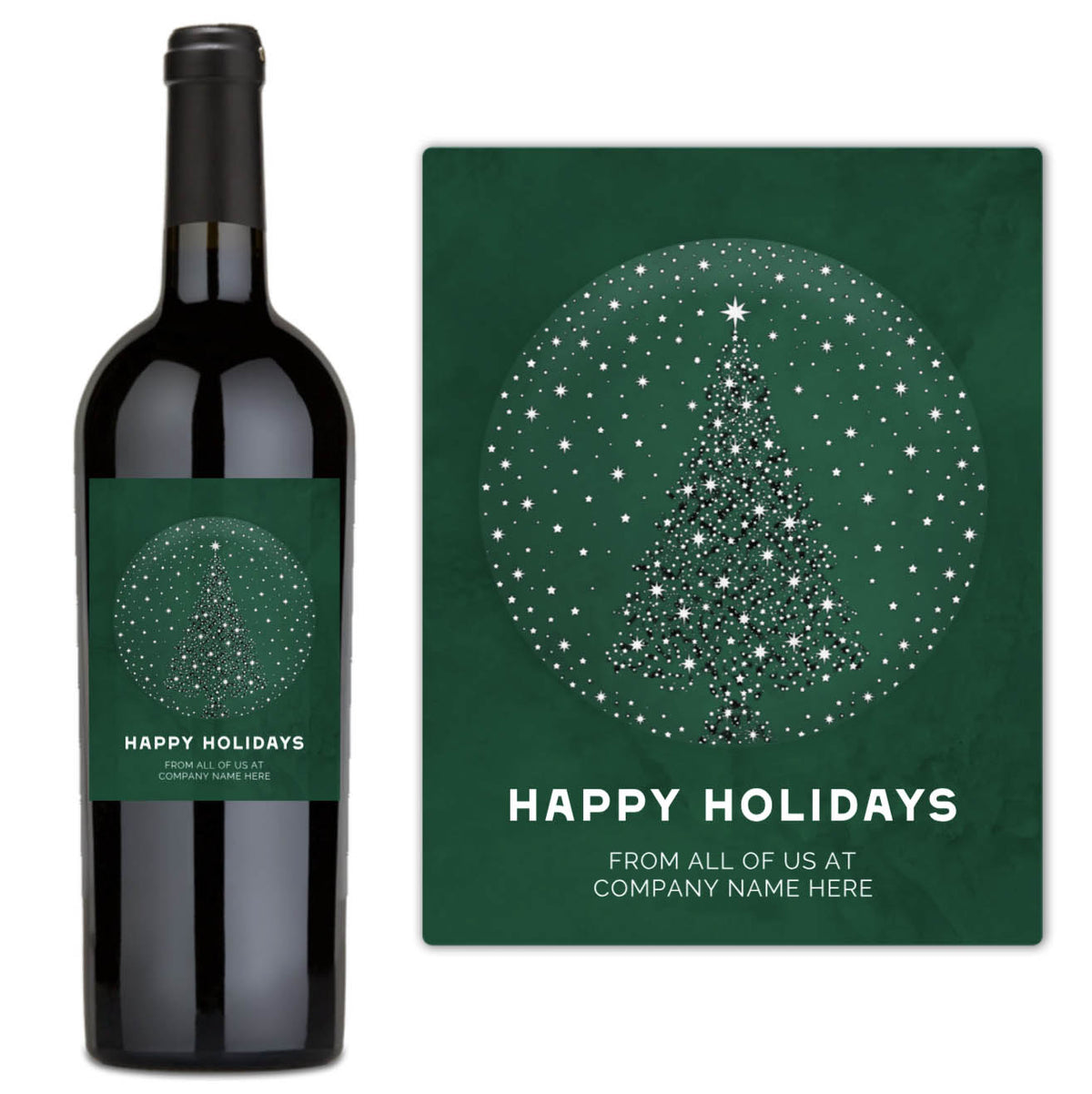 Starlit Tree Happy Holidays - Custom Label Wine