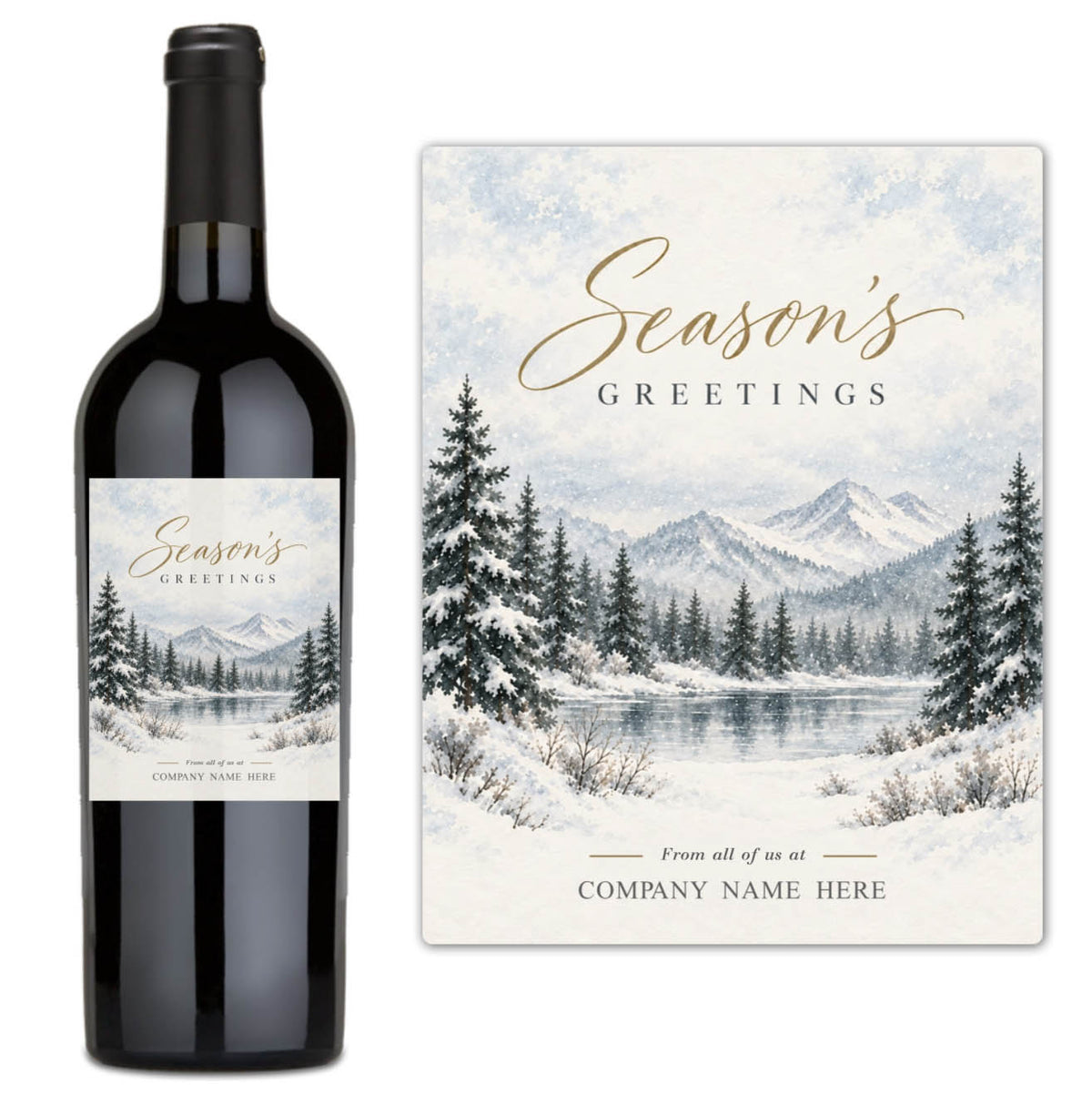 Winter Lake Season's Greetings - Custom Label Wine