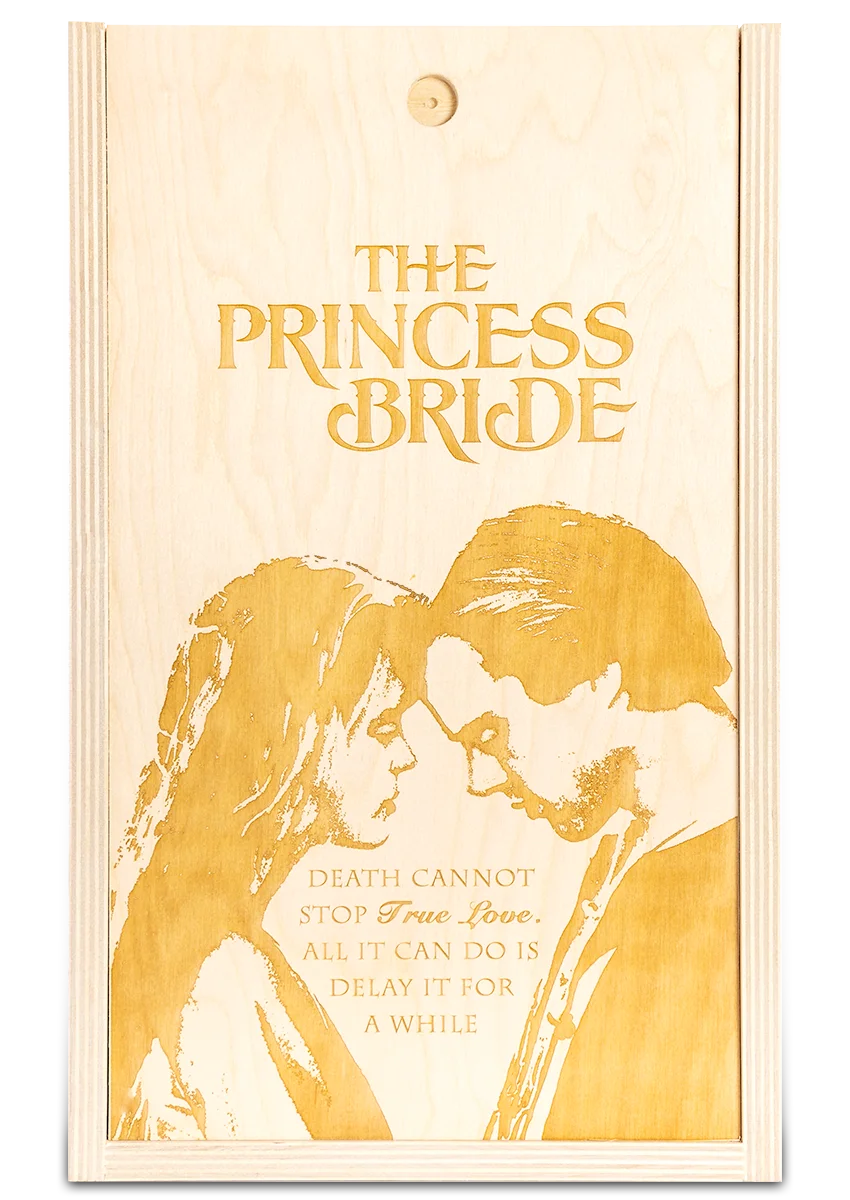 Personalwine True Love Wine Gift Set - Princess Bride 2020 Edition: plaque with touching foreheads & love quote.