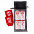Four-pack of JJWSangria Jerry Jeff Walker Sangria Wine with two red can holders in a mesh bag, Austin, TX.