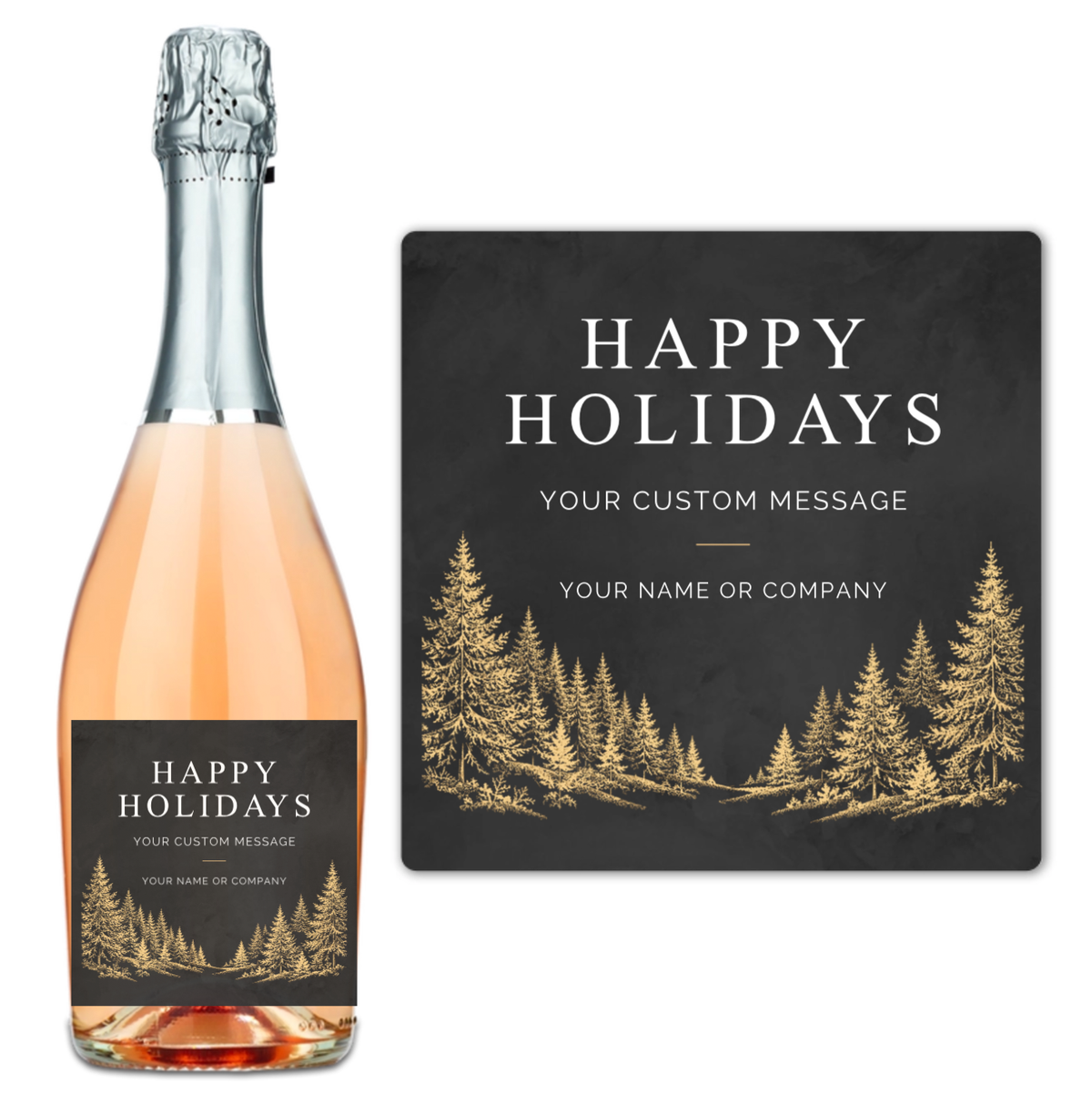 Golden Pines Happy Holidays - Custom Label Wine