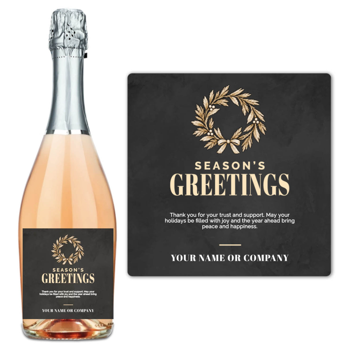 Gold Wreath Season's Greetings - Custom Label Wine