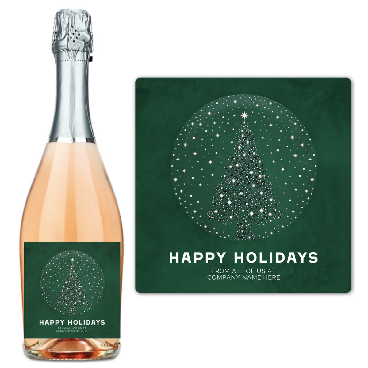 Starlit Tree Happy Holidays - Custom Label Wine