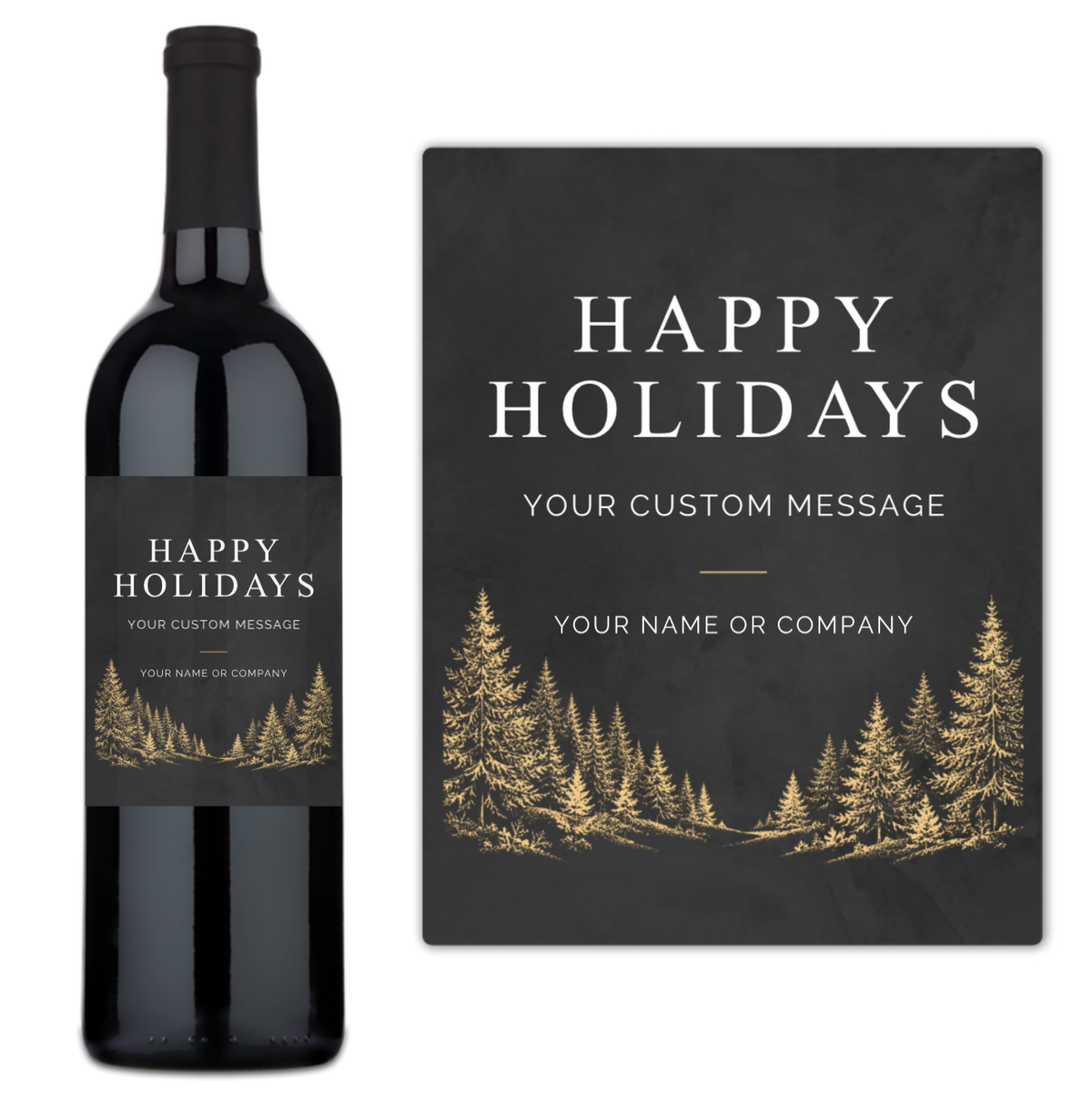 Golden Pines Happy Holidays - Custom Label Wine
