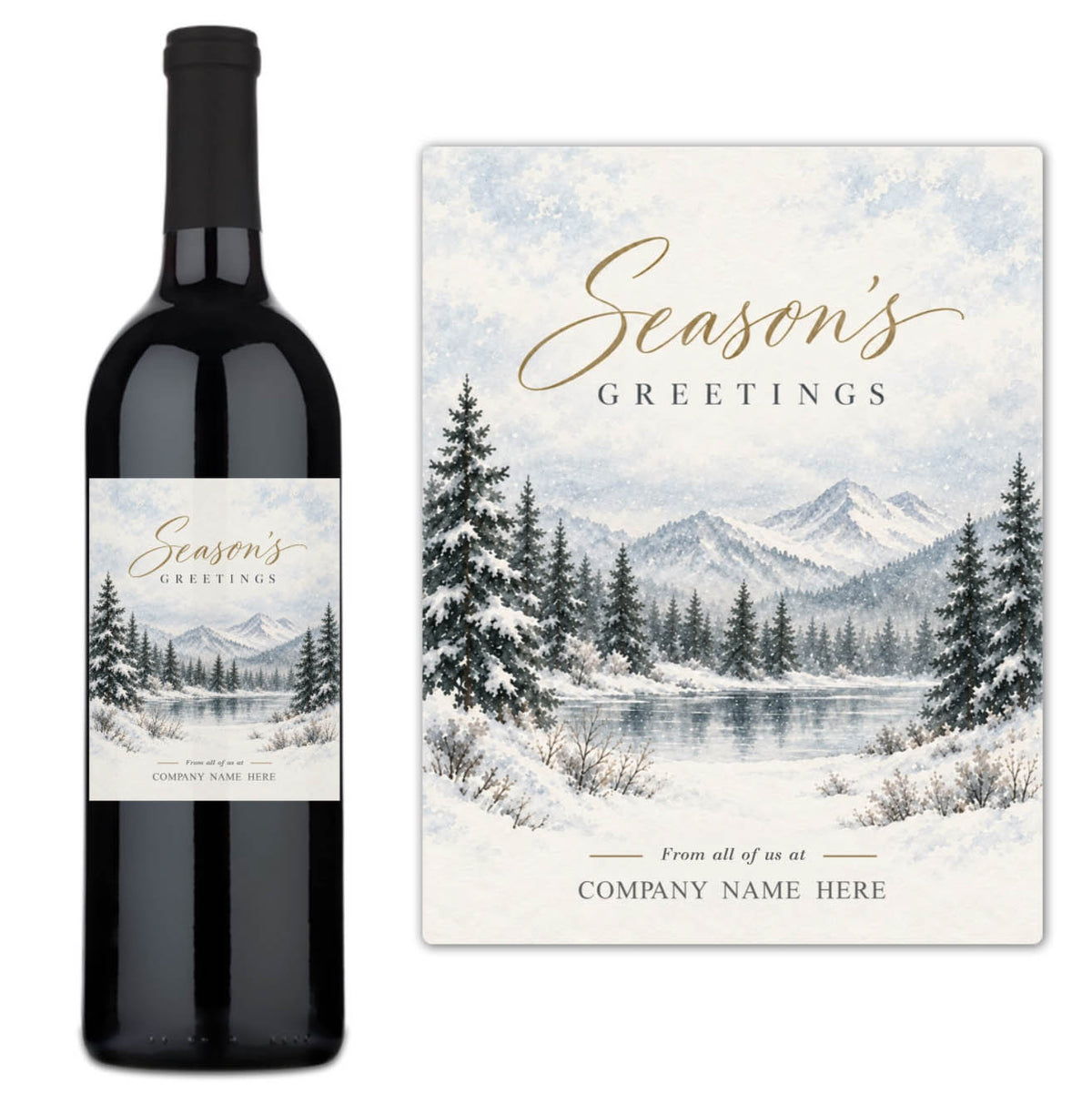 Winter Lake Season's Greetings - Custom Label Wine
