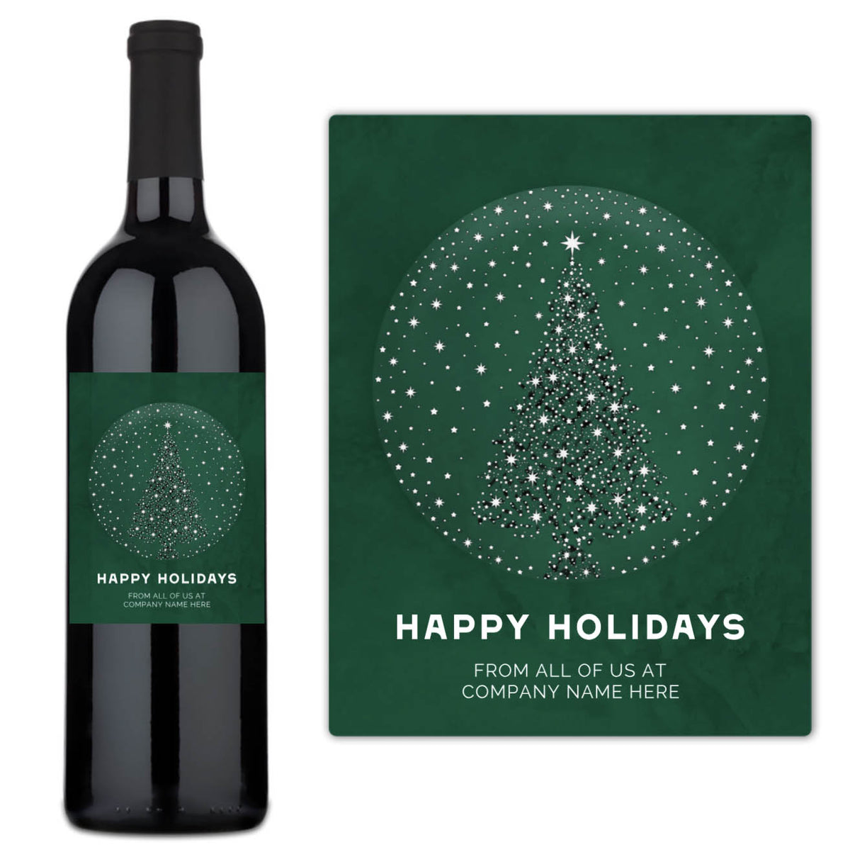 Starlit Tree Happy Holidays - Custom Label Wine